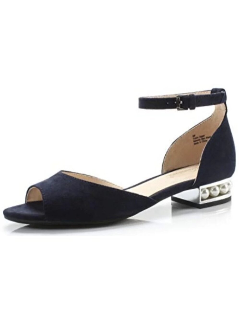 NEW Dunion Alina Pearls Blue Faux Suede Low Heels Anklet Shoes Women's Size 9 M